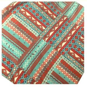LuLaRoe TC teal red and white leggings